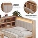preview thumbnail 3 of 8, Wood Daybed L-shaped Bookcase Bed with Under-Bed Drawers and Side Bookshelf, Platform Daybed with Desk and Padded Headboard
