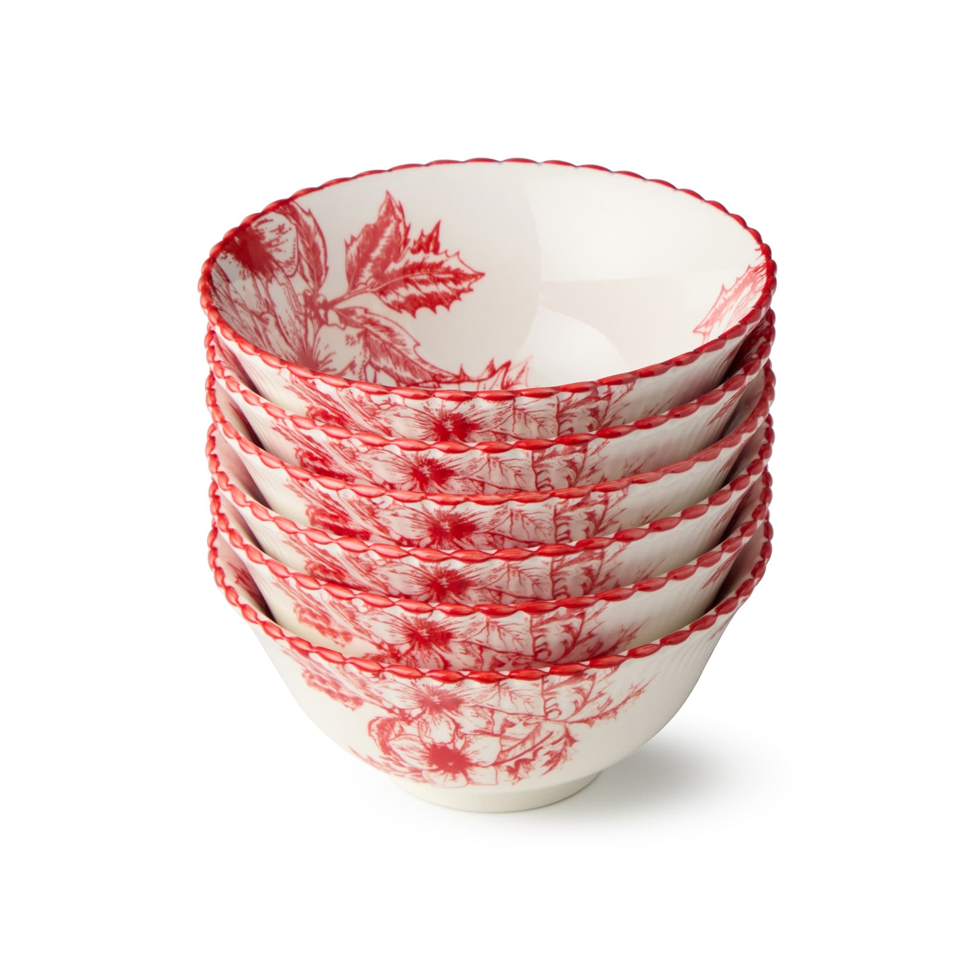 Certified International Crimson Noel Set of 6 All Purpose Bowl 4.75in 6 asst - 4.75" L x 4.75" W x 2.25" H