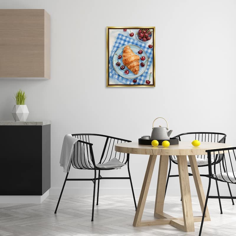 Stupell Cherries & Croissant Breakfast Framed Floater Canvas Wall Art Design By Lil' Rue