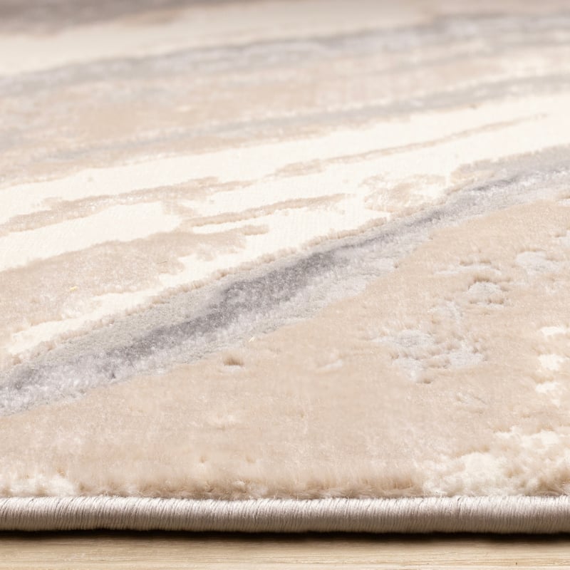 Emmett Collection - Sleek Soft Low-Pile Taupe Grey Layers Area Rug