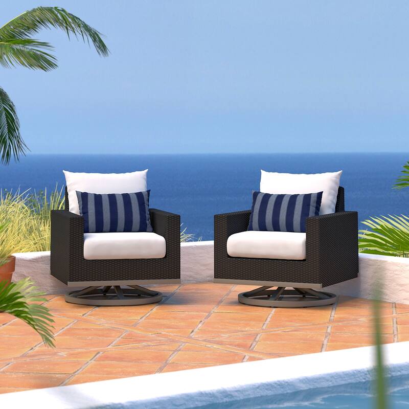 Milo Espresso 2 Piece Sunbrella Outdoor Patio Motion Club Chairs
