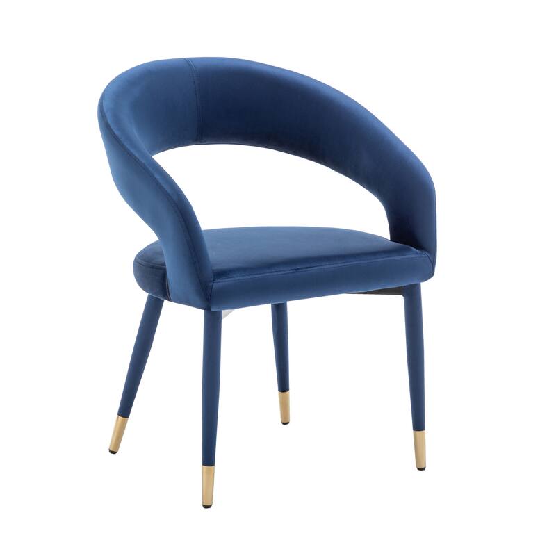 Porthos Home Xan Velvet Upholstered Dining Chair with Velvet Covered Iron Legs - Blue