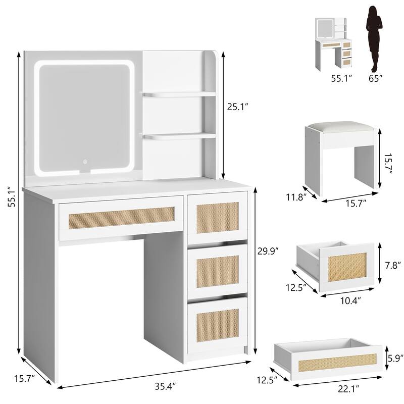 Makeup Vanity with Mirror and LED Light