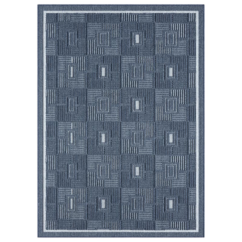 Terra by Obeetee Nimes Harmonic Tile Rug - Oxford Blue - 3'3" x 5'