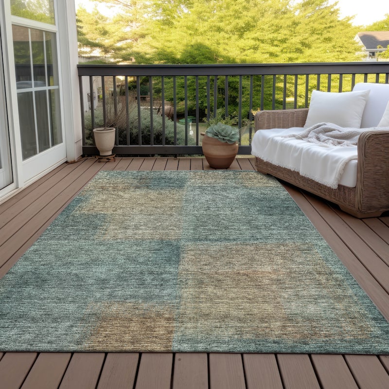 Machine Washable Indoor/ Outdoor Chantille Ombre Rug - Teal - 9' x 12'