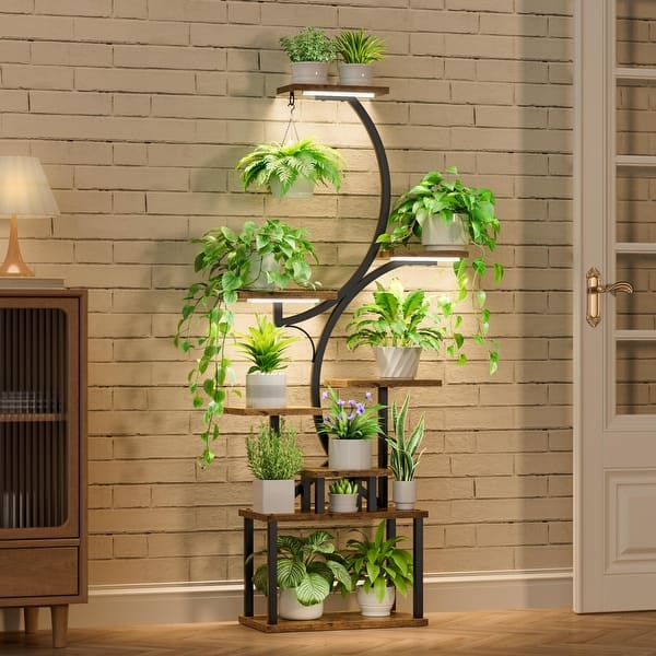 Plant Stand Indoor with Grow Lights, 8 Tiered Indoor Plant Shelf for Indoor  Plants Multiple, S-Shaped Metal Plant Holder Stand - Bed Bath & Beyond -  40499610
