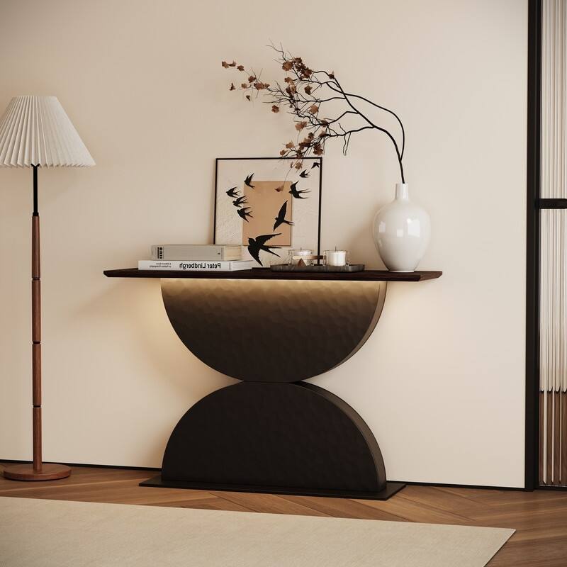 Modern 47" Wood Console Table Entryway Table With LED Light For Living Room