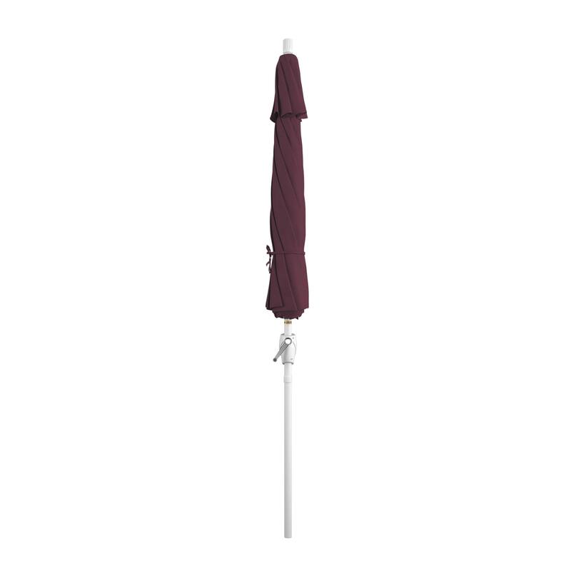 California Umbrella 9' Rd. Aluminum Patio Umbrella, Crank Lift with Push Button Tilt, White Finish, Pacifica Fabric