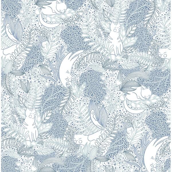 blue botanical wallpaper