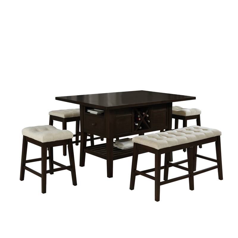 Best Quality Furniture Rustic Style 5-Piece Counter Dining Set