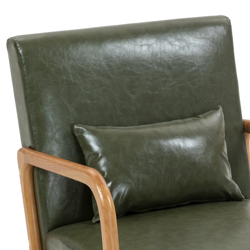 Mid Century Modern Upholstered Wood Frame Accent Chair