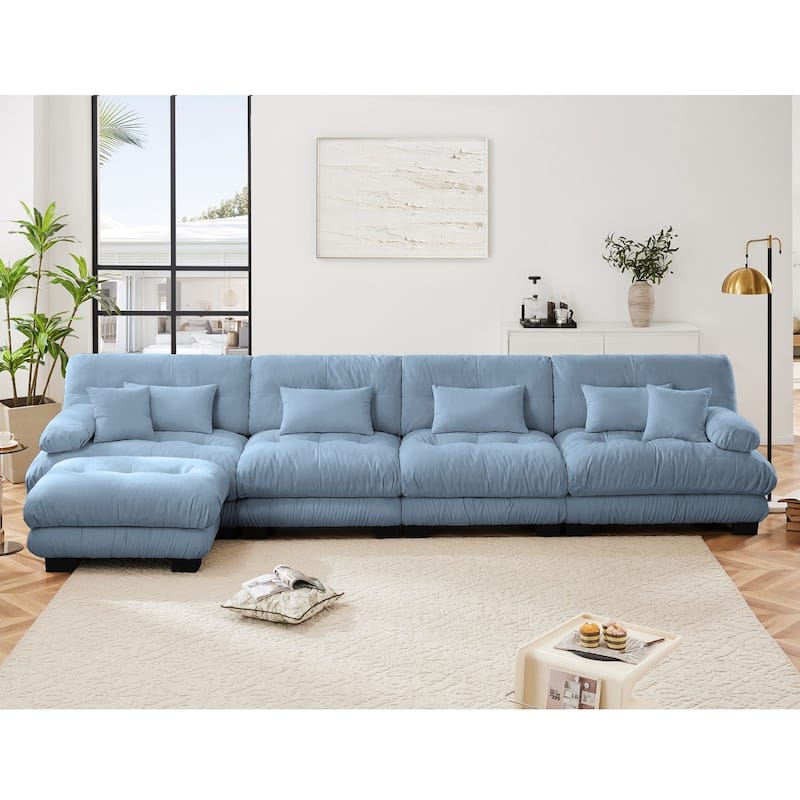 173.2" Modern Comfy Cloud Couch 4-Seater Modular Sectional Sofa for Living Room - Blue