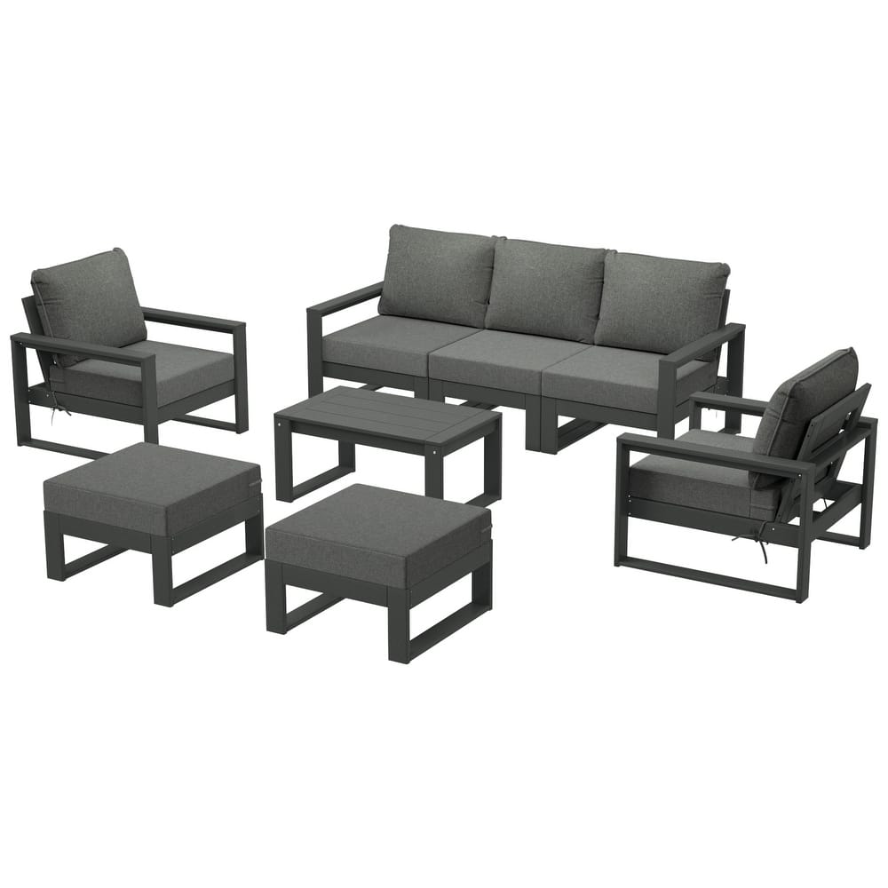 Endless Patio Sectional 8-Piece Lounge Sofa Set with Gray Frame
