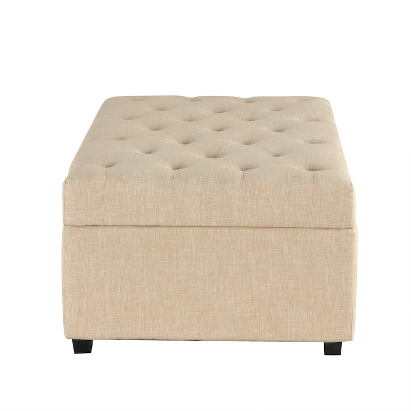 Tufted Sleeper Couch Settee, Ottoman with Folding Sofa Bed, Convertible Ottoman Sleeper with Memory Mattress