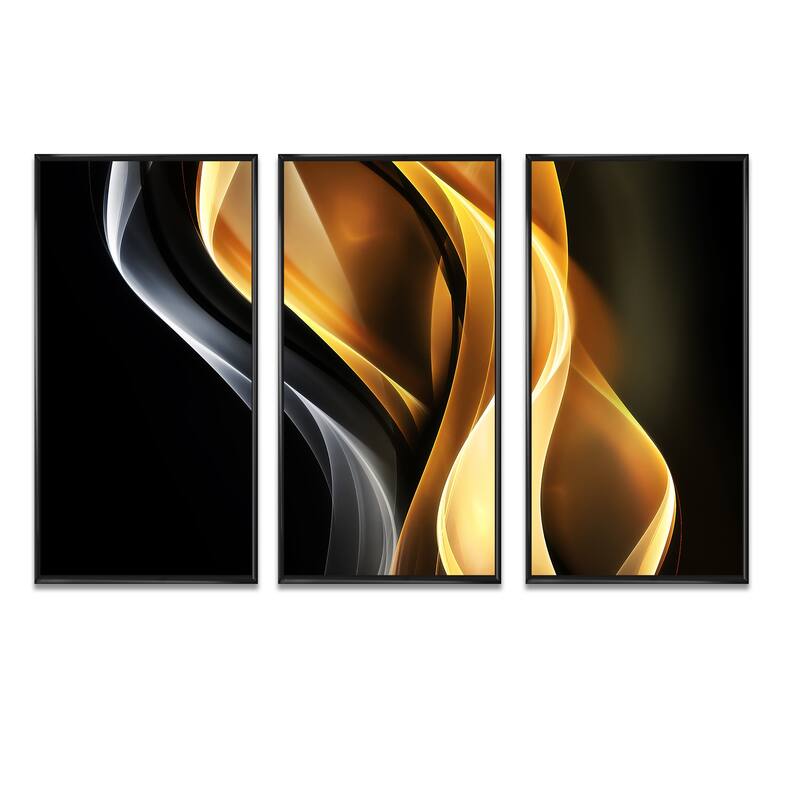 Designart "Brown White Light Art" Abstract Framed Art Set of 3 4