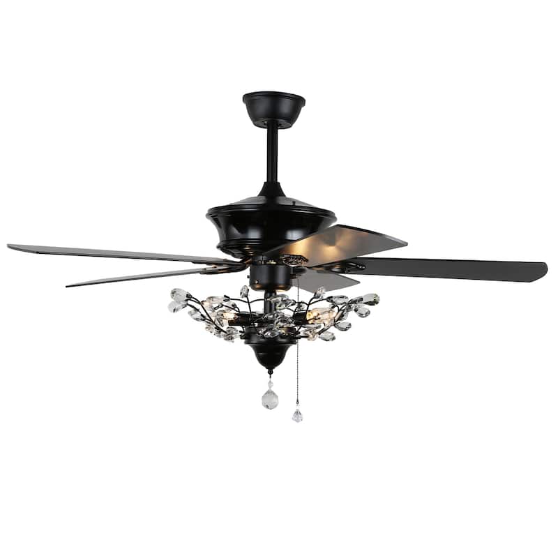 Bella Depot 52-inch Modern 5-Blade Reversible Branches Crystal Ceiling Fan with Light Kit and Remote, 3-Speed - 52"