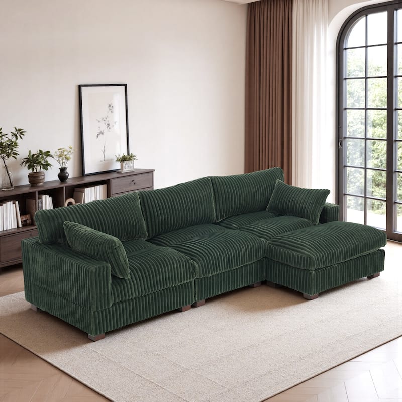 Oversized Plush Modular Sectional Sofa Couch with Ottoman