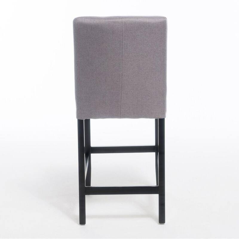 Roomfitters Upholstered Counter Height Chair Set of 2, Modern Dining Seating with Padded Back, Grey