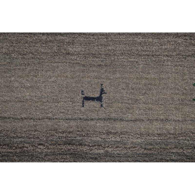 Striped Gabbeh Indian Area Rug Handmade Grey Tribal Wool Carpet - 5'6"x 7'6"