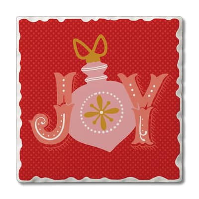 Ornament Joy 4 Pack Absorbent Stone Coasters with Cork Backing 4" Square Made in The USA Absorbent Wipes Clean