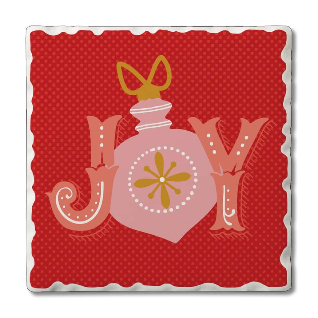 Ornament Joy 4 Pack Absorbent Stone Coasters with Cork Backing 4" Square Made in The USA Absorbent Wipes Clean