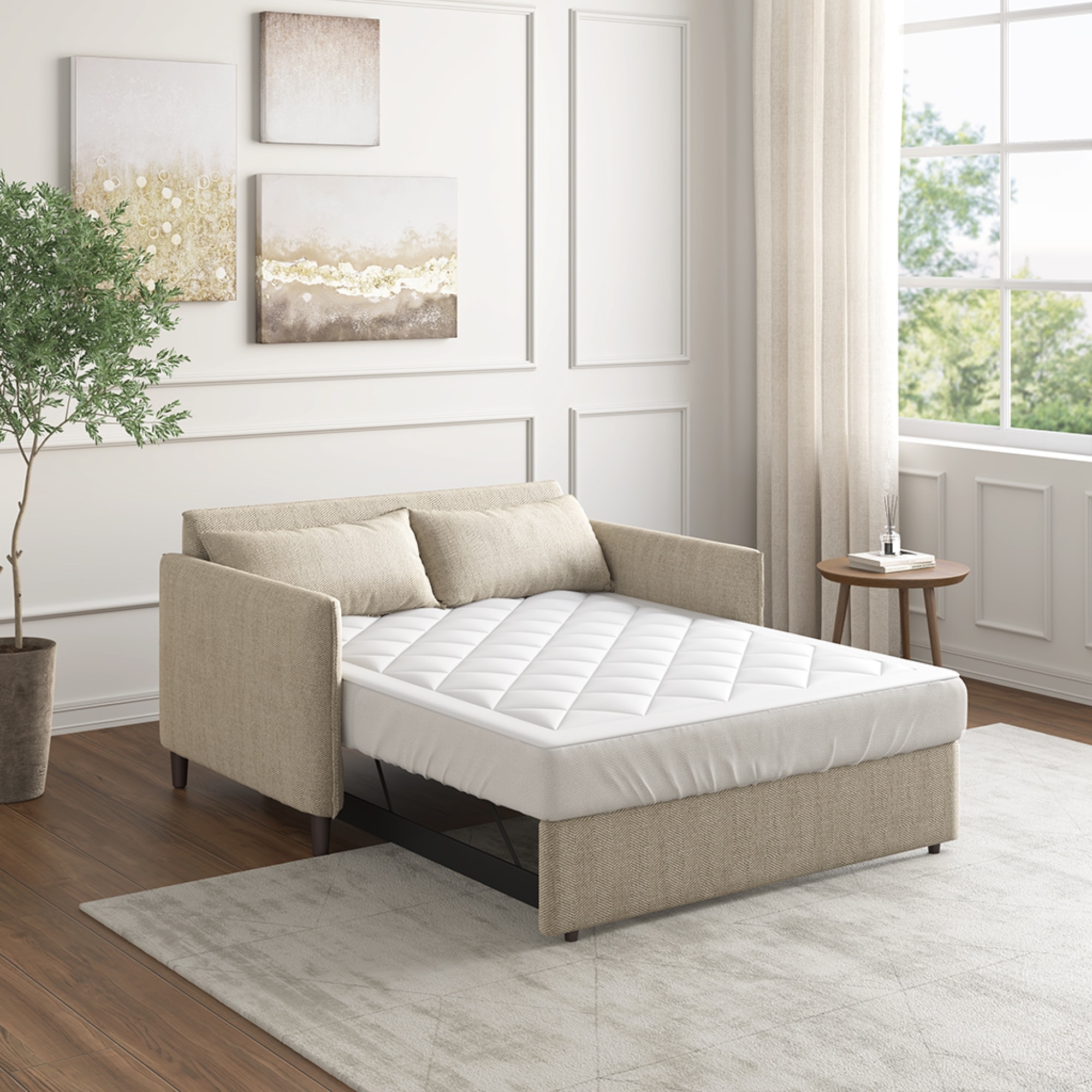 Roomfitters Queen Sofa Bed Mattress Pad, Luxury Moisture Wicking Topper, Anti-Microbial Diamond Quilted Sleeper Sofa Protector