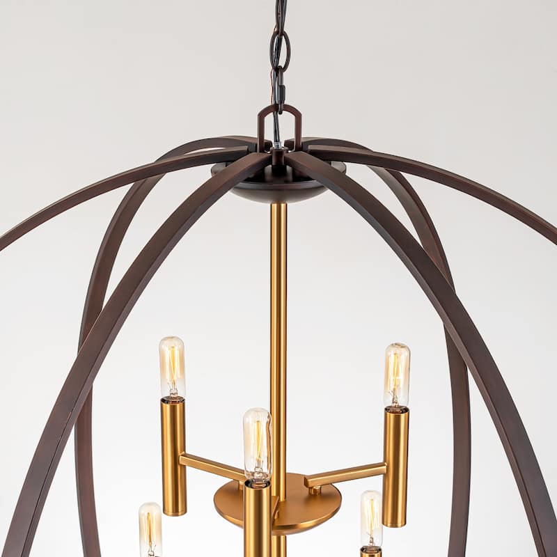 12-Light Brown Aged Brass Mid-Century Modern 3-Tiered Oversized Chandelier with Candle Style - 35.4 in. W x 41.3 in. H