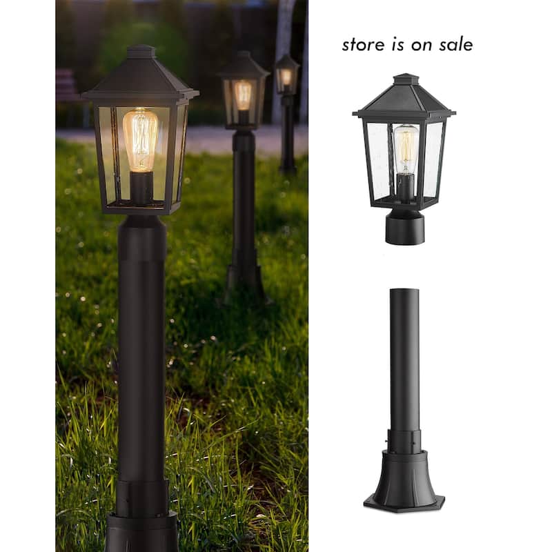 16.5 Modern Outdoor Pole Light for House Patio Yard, Black Finish - 8.3'' x 8.3'' x 16.5''