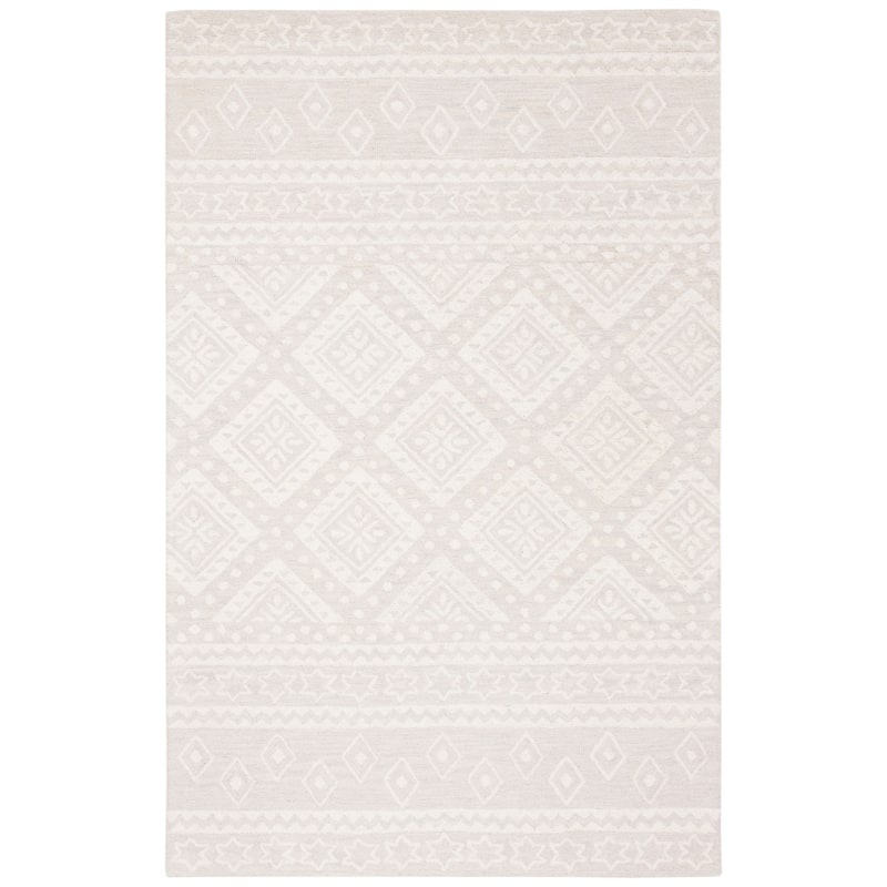 SAFAVIEH Handmade Micro-Loop Kobie Wool Rug - 5' x 8' - Grey/Ivory