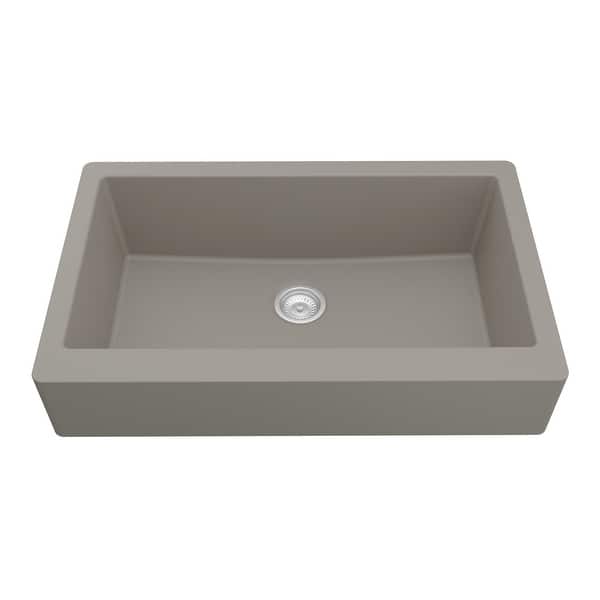 slide 30 of 67, Karran Retrofit Apron Quartz Single Bowl Kitchen Sink Concrete