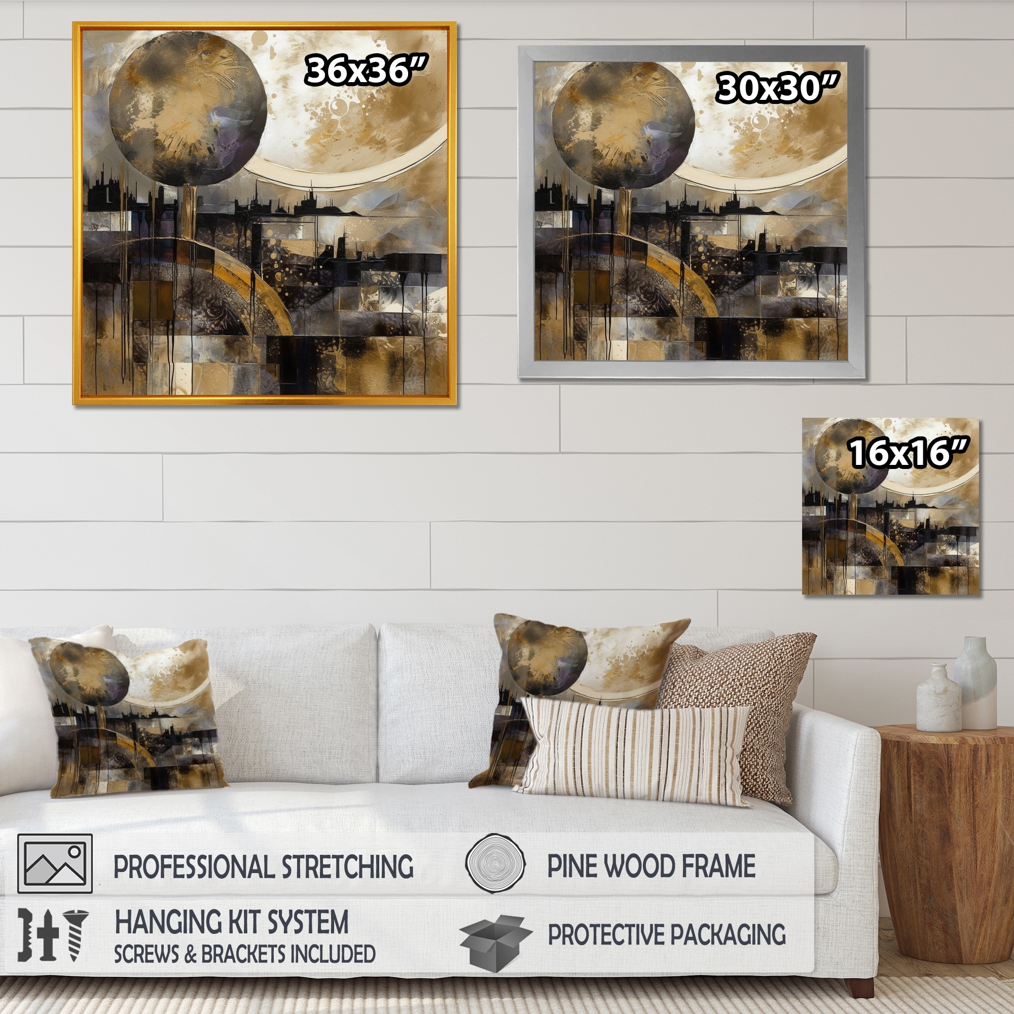 Designart "Exploring The Evolving Golden Moon Ii" Landscape Modern 