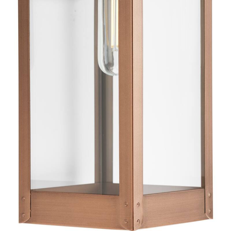 Union Square One-Light Medium Antique Copper Urban Industrial Outdoor Wall Lantern - 7.87 in x 6.5 in x 19.37 in