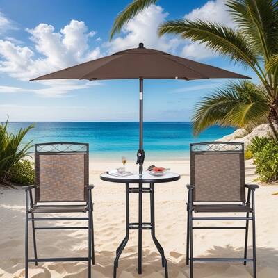 Outdoor Dining Table With Adjustable Table Umbrella, Outdoor Ready Set, Patio Dining Set