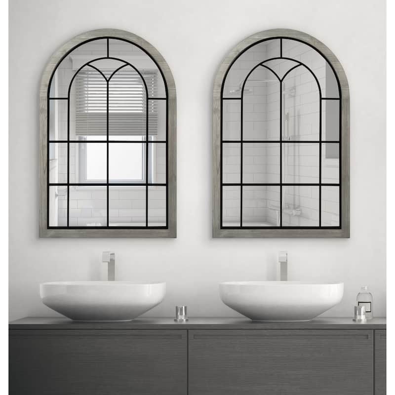 Kate and Laurel Joffrey Arch Windowpane Framed Wall Mirror