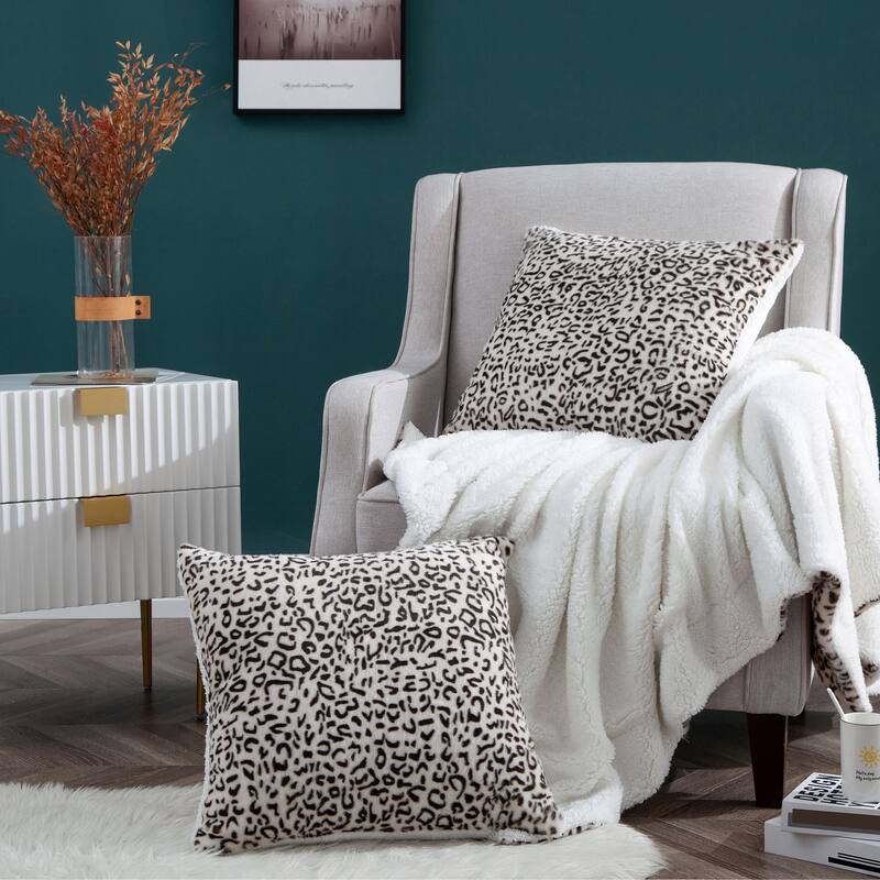 FauxFur Snow Leopard 2 Piece Set Pillow Shell