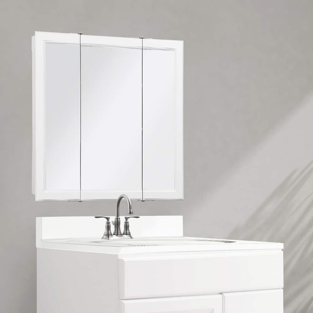 Design House Wyndham 30" Tri-View Bath Medicine Cabinet, White - 30 x 30