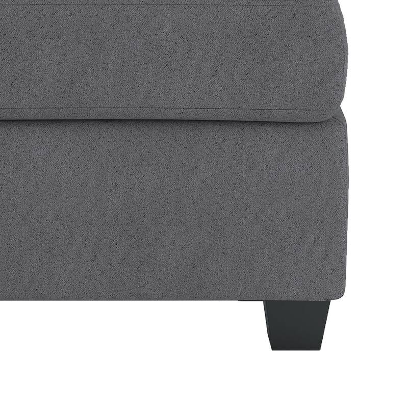 Aston 33 Inch Ottoman, Dark Gray Microfiber, Interior Storage, Solid Wood