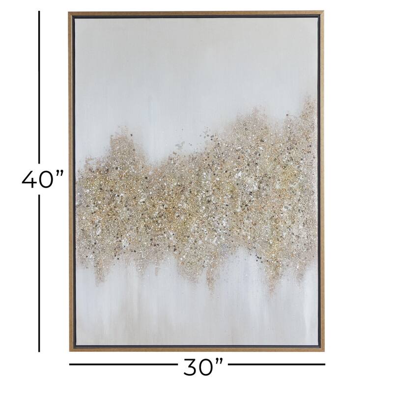 CosmoLiving by Cosmopolitan Canvas Glitter Flakes Geode Living Room Framed Wall Art with Gold Frame