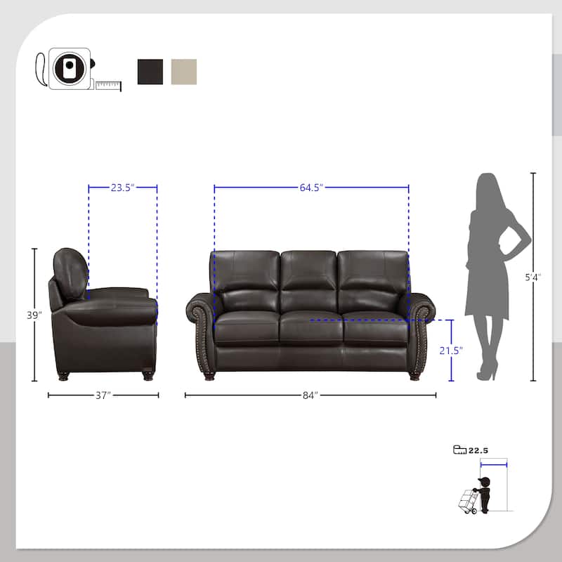 Ionia 3-Piece Leather Match Living Room Sofa Set