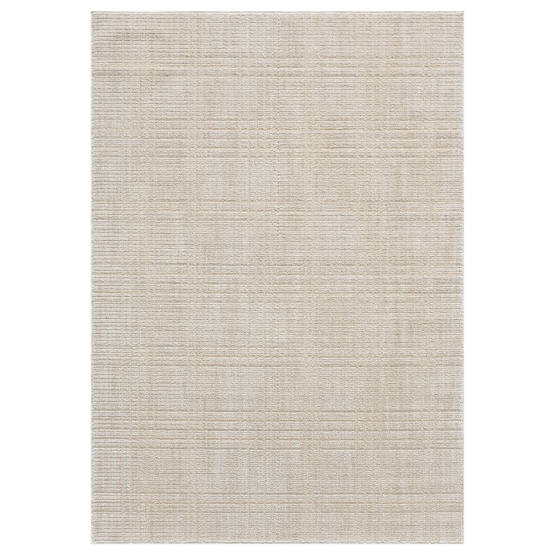 Nomad Collection Plaid Patterned Area Rug - White/Beige - 2' x 3'