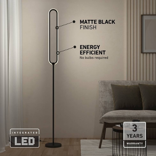 Leni Dimmable LED Modern Floor Lamp Matte Black - On Sale - Bed