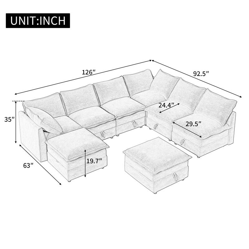 Christopher Knight Home - Salomo Fabric 8-Piece Modular Storage Sofa