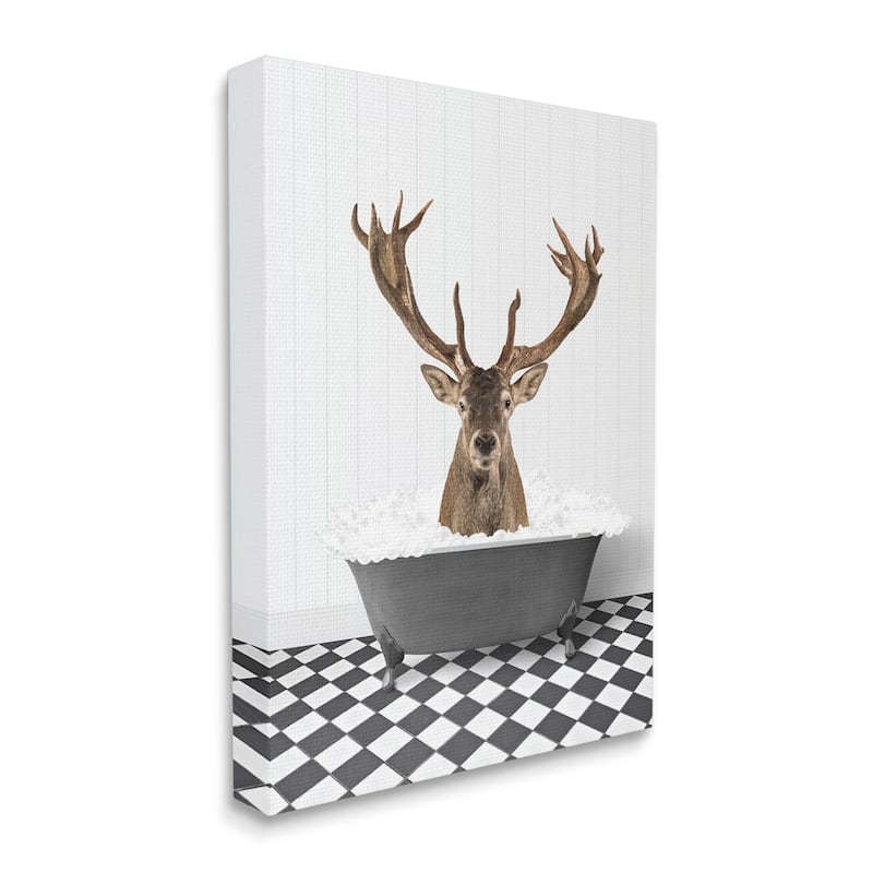 Stupell Deer in Vintage Bathroom Canvas Wall Art Design by Lettered and Lined