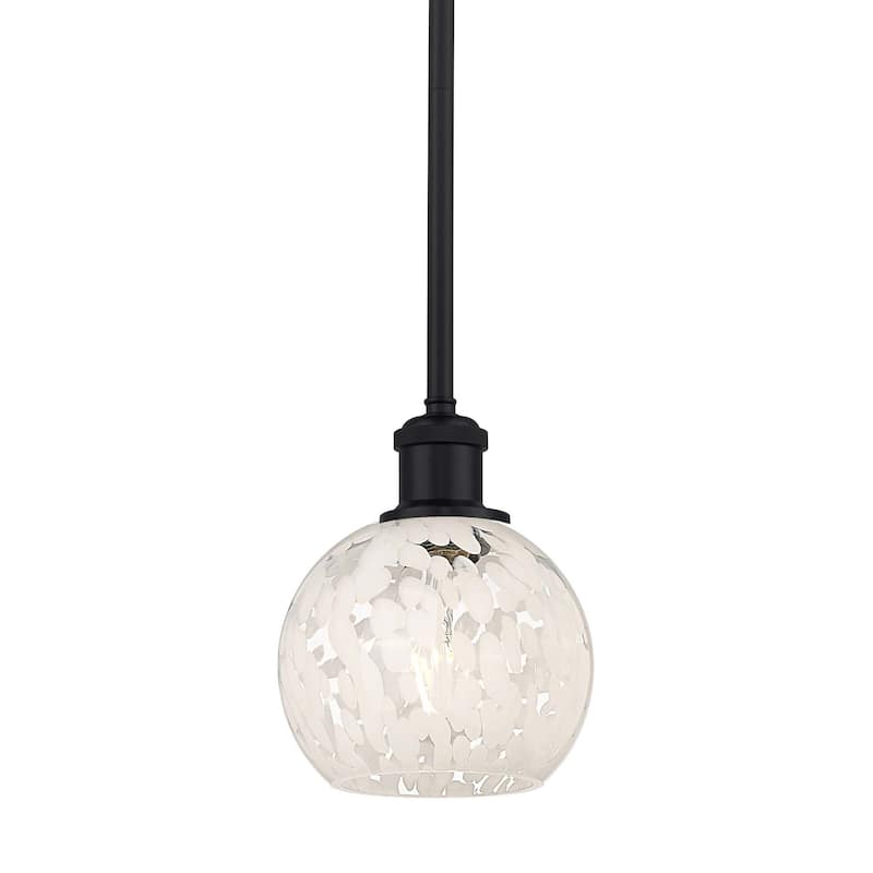 Innovations Lighting 516-1S-8-6 White Mouchette Pendant White - Matte Black / White Mouchette