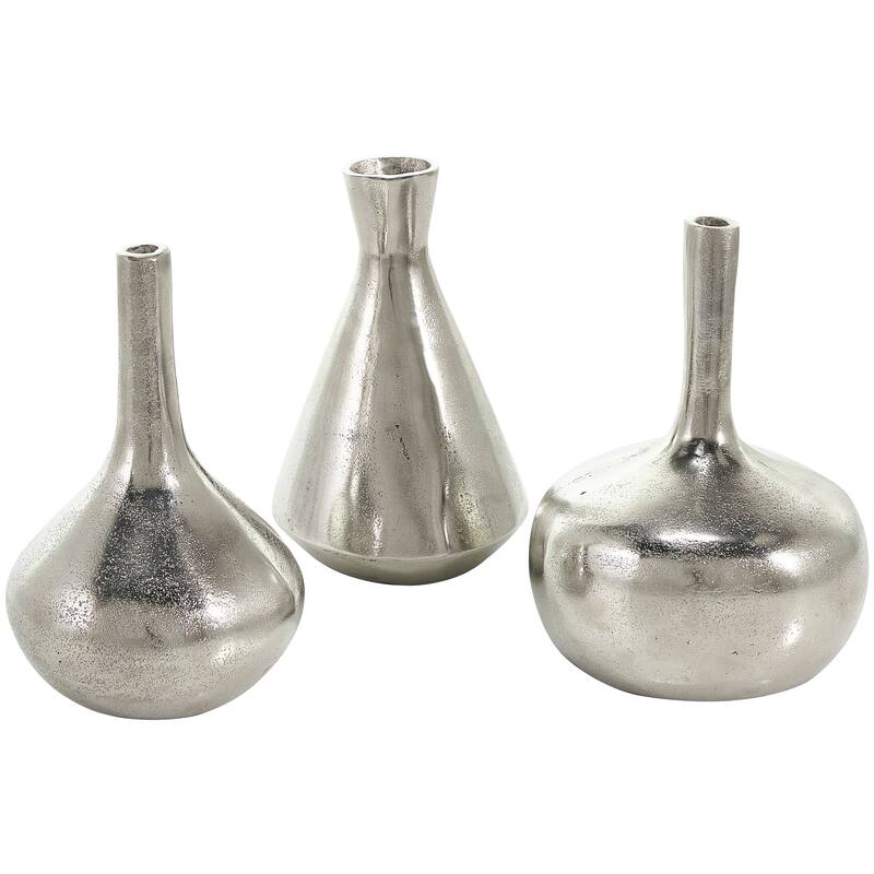 CosmoLiving by Cosmopolitan Gold, Silver or Black Aluminum Metal Vase with Varying Shapes (Set of 3)