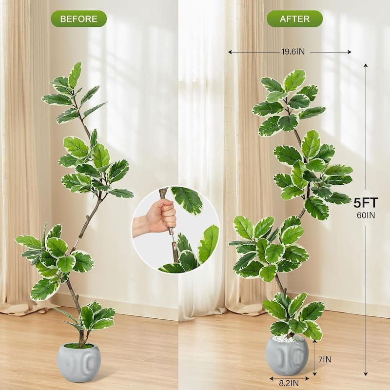 Home Fiddle Leaf Fig Tree Artificial Faux Rubber Tree for Home Decor