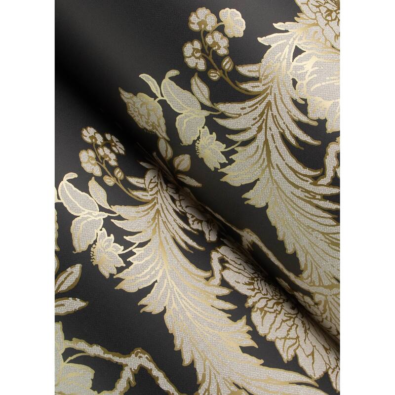 Chris Loves Julia x A-Street Prints Gisela Black Floral Columns Wallpaper