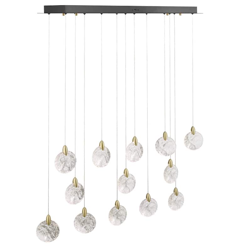 Artcraft Snowflake 13-Light 40" Island-Light - Matte Black with Satin Brass Accent