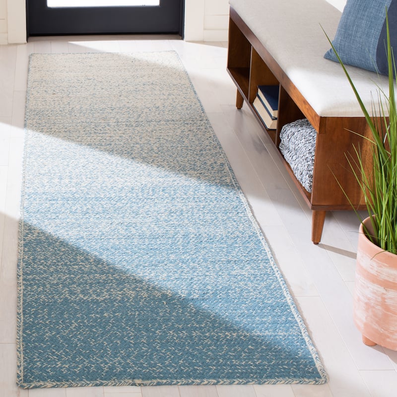 SAFAVIEH Handmade Natural Fiber Sambula Ombre Jute Rug - 2'3" x 8' Runner - Natural/Light Blue
