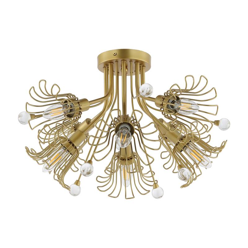 SAFAVIEH Lighting Ruthe 19" Shabby Chic Flush Mount (8-Bulb) - 19" W x 19" D x 13" H - Gold - 19Wx19Dx13H